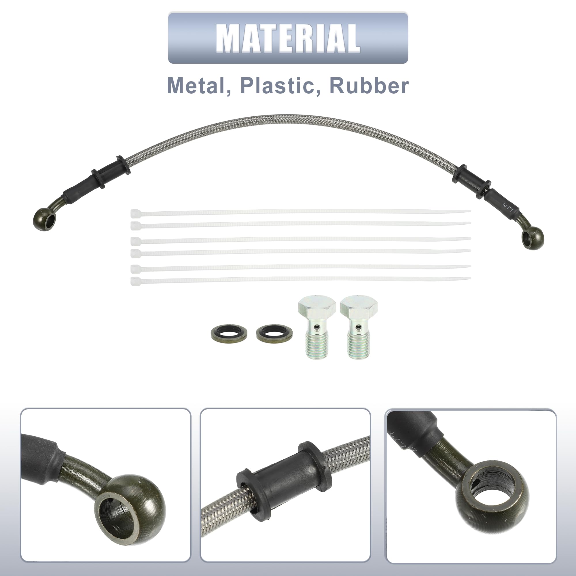 QUARKZMAN 1 Set 40Cm 1.31Ft Manguera de Freno Hidráulico para Motocicleta Con Tornillos