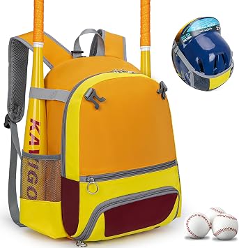 KAVIGOR 2026 Youth Baseball & Softball Bag | Ultra-Light Tball Backpack with Shoe Compartment & Helmet Holder | Skin-Soft Fabric