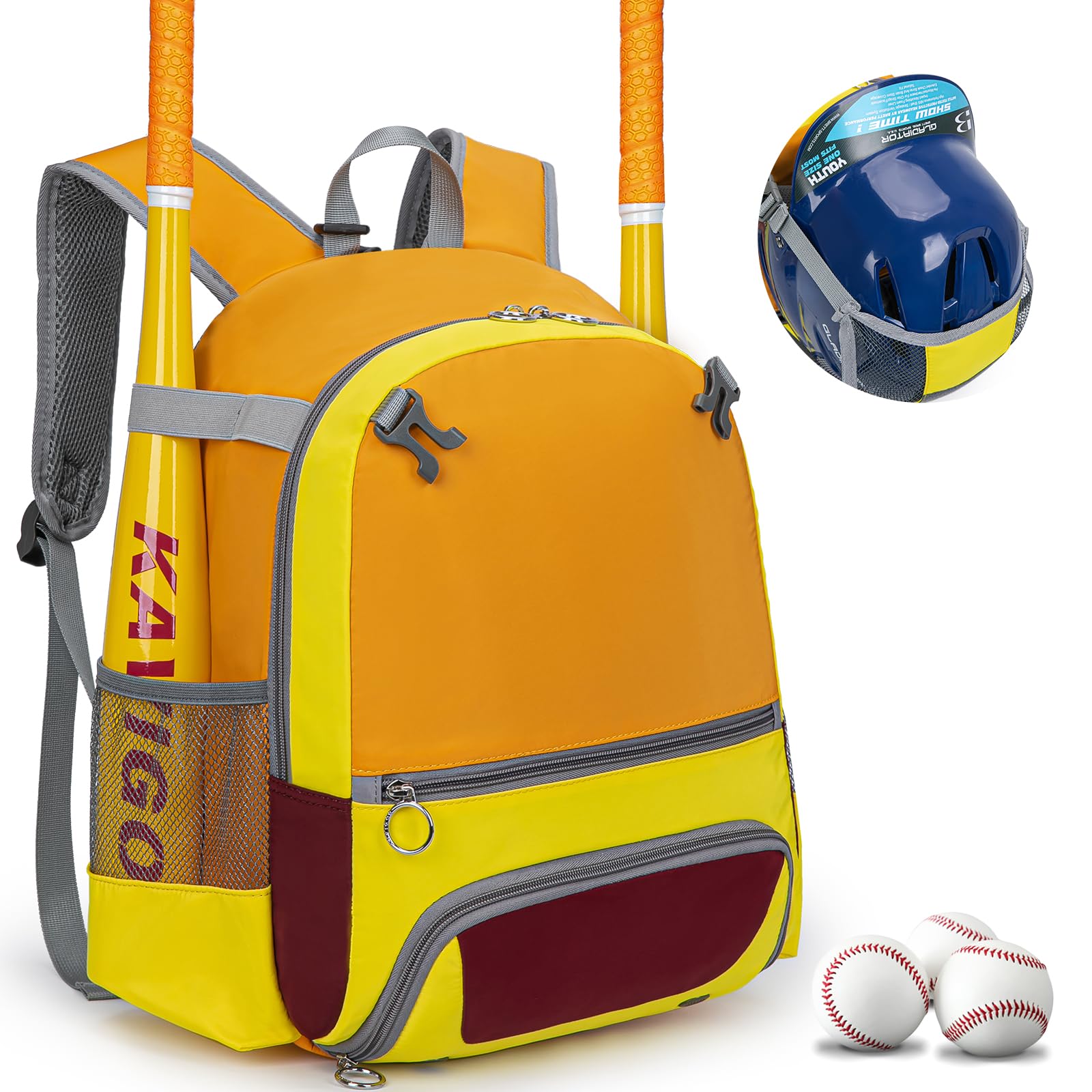 2026 Youth Baseball & Softball Bag | Ultra-Light Tball Backpack with Shoe Compartment & Helmet Holder | Skin-Soft Fabric