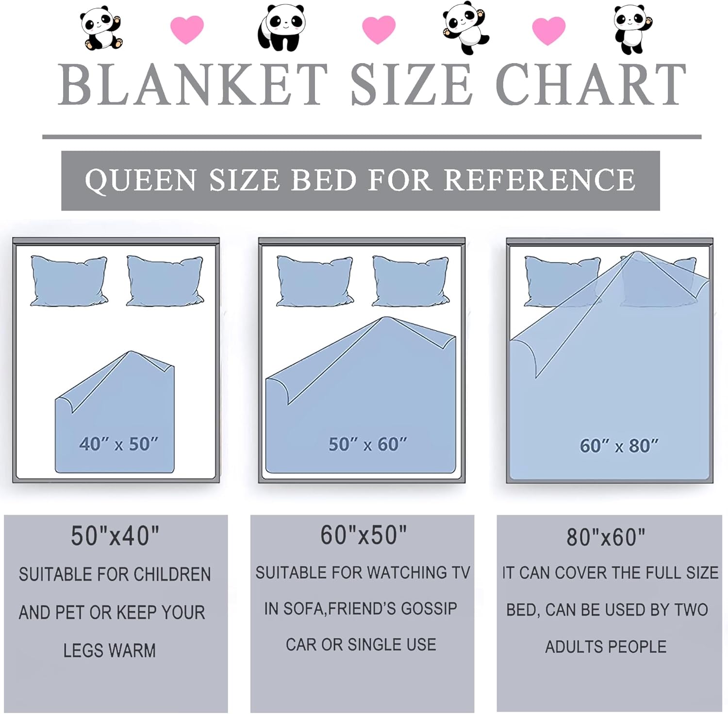 Panda Blanket Gifts for Girls Women Soft Warm Flannel Pandas Lovers Throw Blanket Panda Birthday Gifts for Adults Kids 50"x40" - Image 7