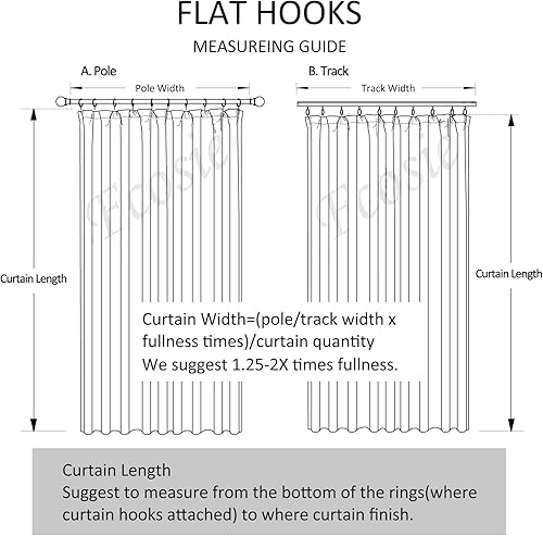 Miniatura 7 de Cortina con ganchos planos para barra transversal o riel, cortinas de terciopelo grueso y sólido de felpa gruesa - Cortinas opacas de cine en casa -