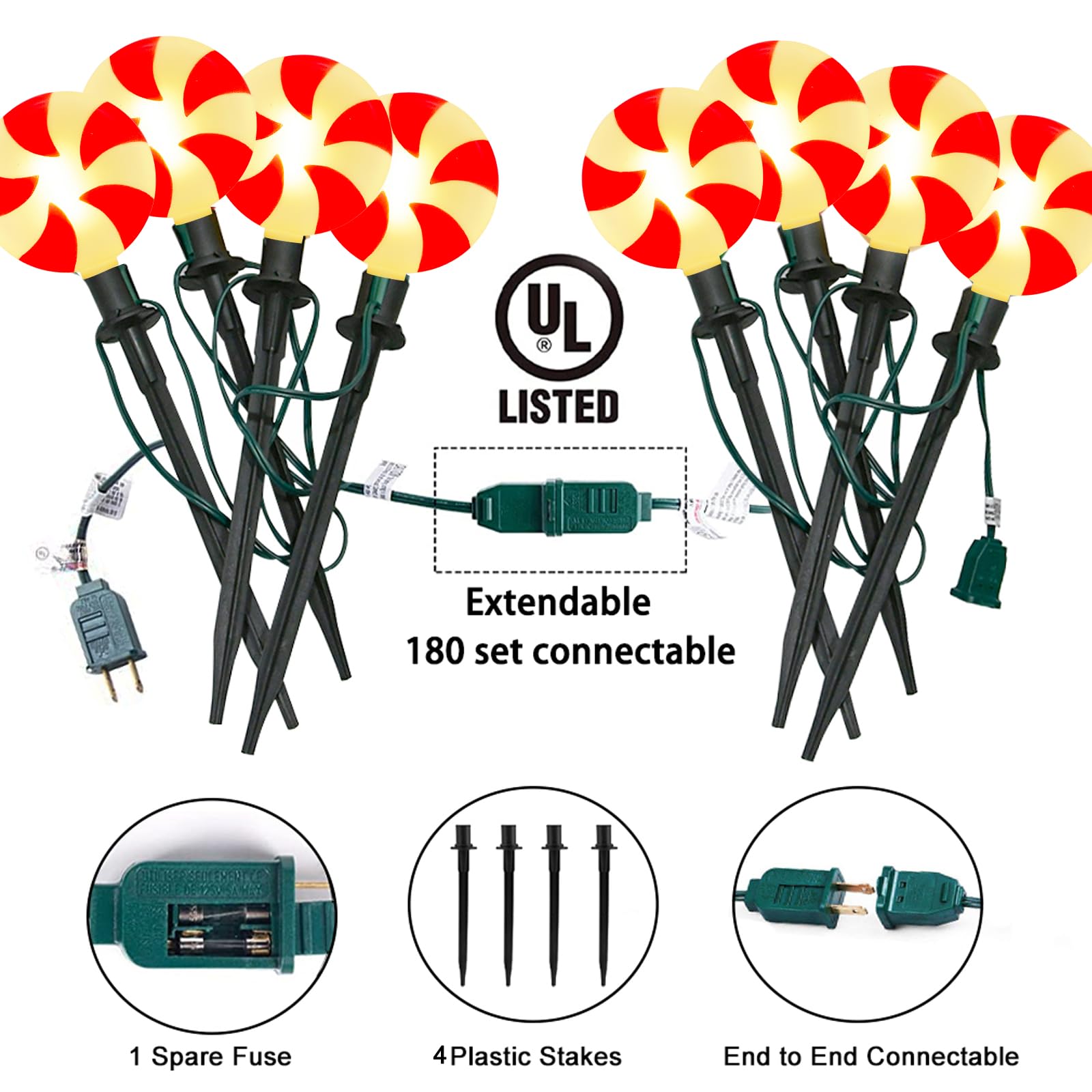 Amazon.com : Christmas Lollipop Pathway Lights, 2 Sets 7Ft