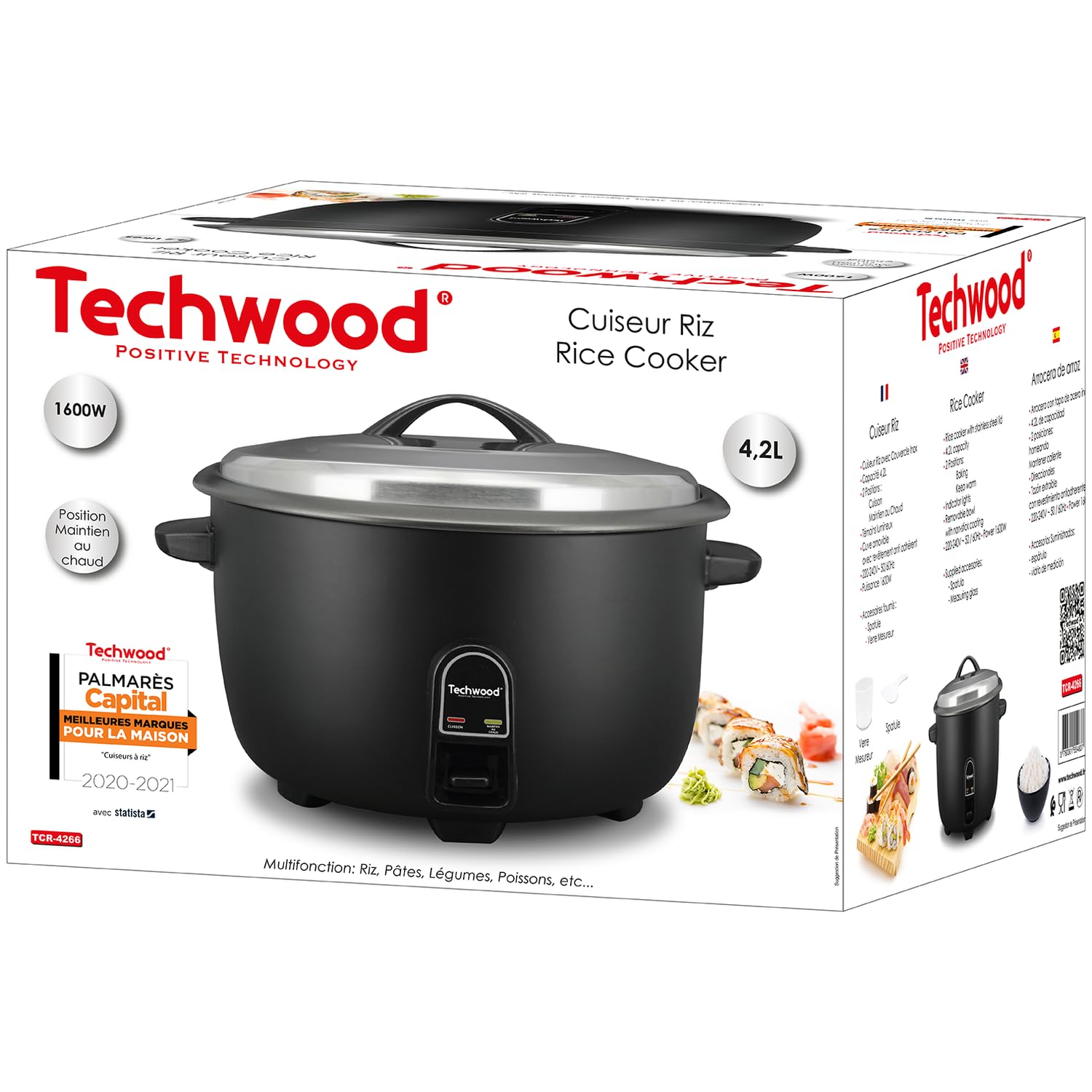 Cuiseur Riz 4.2 L TCR-4266 TECHWOOD, noir