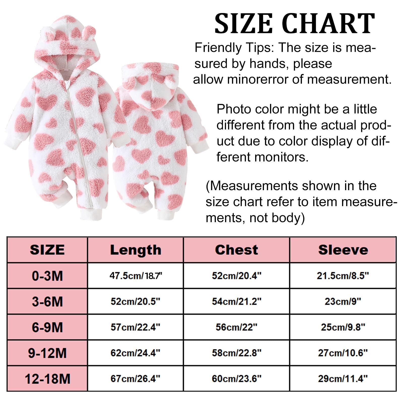 Combinaison de neige ourson polaire bébé une pièce à capuche Rose 3-6 Mois