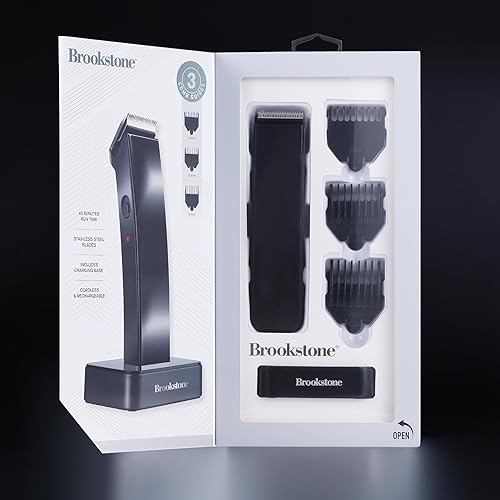 Miniatura 7 de Brookstone - Cortadora de pelo inalámbrica con base de carga, aseo de precisión para cabello, barba y cuerpo con peines guía ajustables
