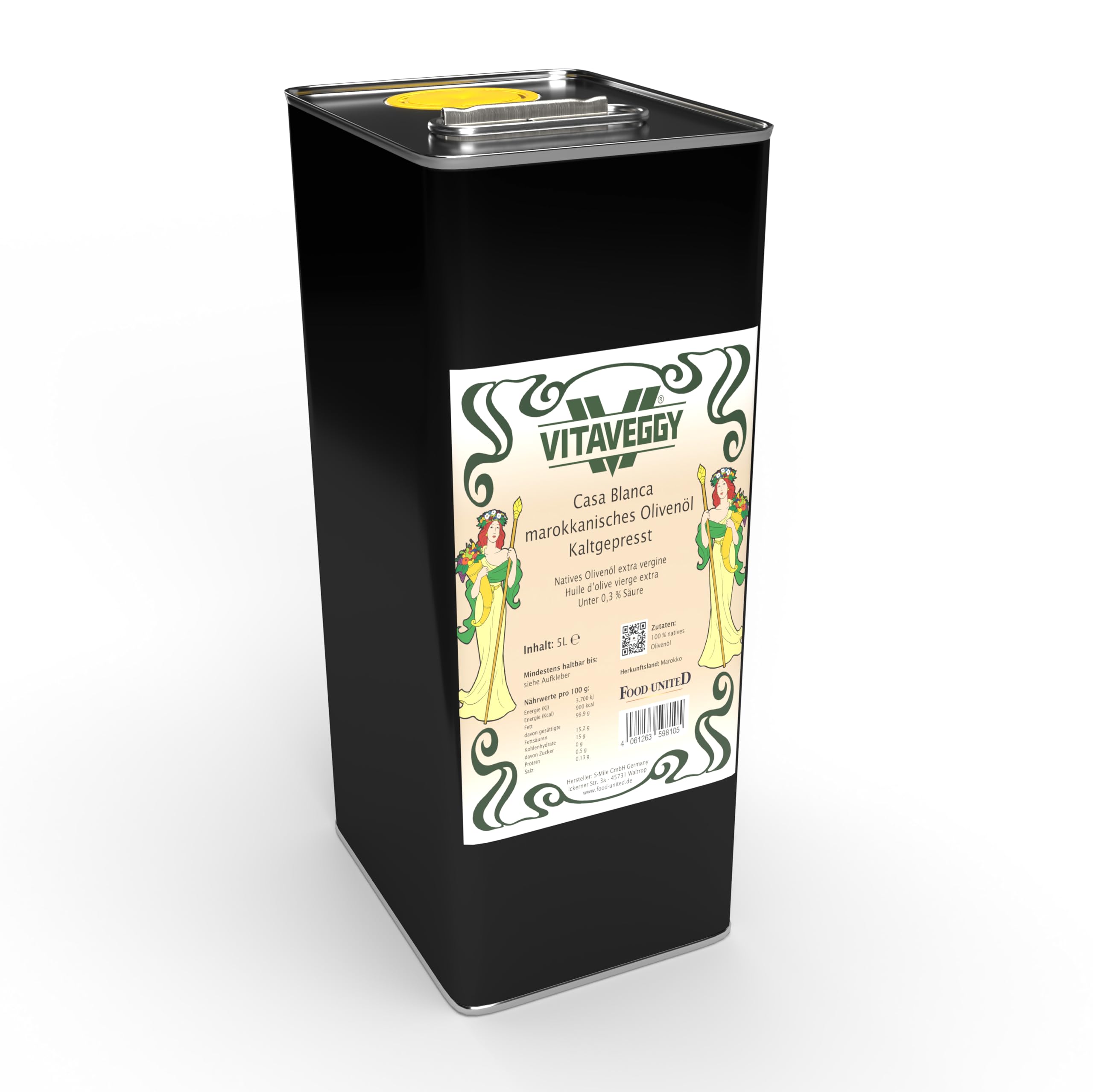 VITAVEGGY natives Olivenöl aus Marokko 2x5L | kaltgepresst | Premium-Speiseöl von Food-United | marokkanisches Olivenöl extra vergine virgin | für gesundheitsbewusstes Braten Kochen Tajine Salate (2)