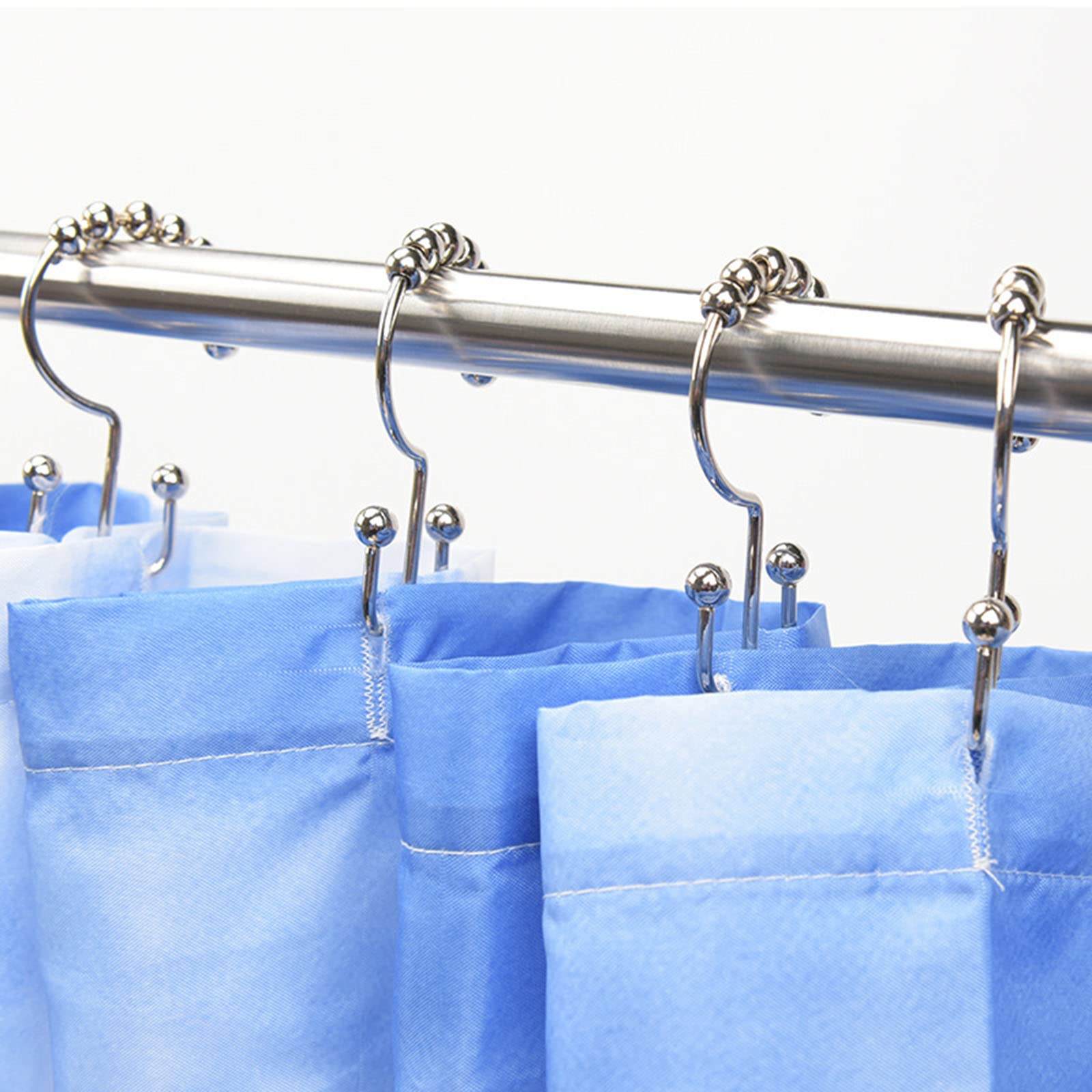 EISTEE Anelli per tende, ganci per tende, anelli da appendere, 12 ganci per tende da doccia in acciaio inox, per appendere aste da bagno, anelli facili da scivolare, g (colore : Onecolor)