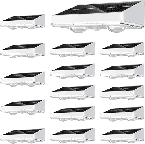Miniatura 16 de NIORSUN - Luces solares para valla, paquete de 12 luces para terraza, color blanco cálido, bombilla impermeable para exteriores LED IP65, lámpara de