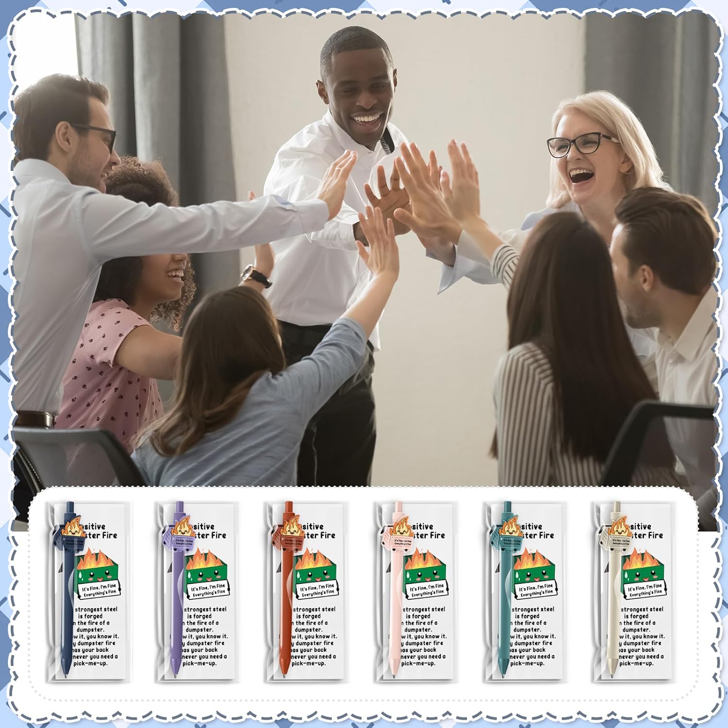 Sayglossy 102 Sets Dumpster Fire Gifts Funny 911 Dispatcher Appreciation Gifts Dumpster Fire Ballpoint Pens and Emotional Support Bookmark Bulk for Volunteer Coworker Employee Office Desk Accessories