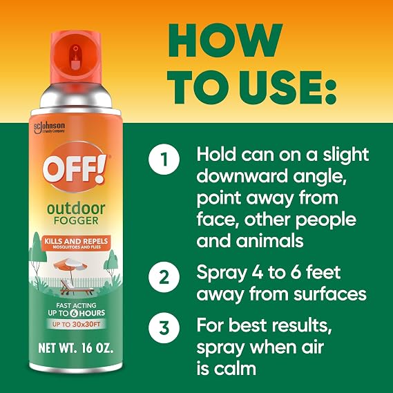 OFF! Outdoor Insect & Mosquito Repellent Fogger, Backyard Pretreat, Kills & Repels Insects in an up to 900 sq, ft, Area, 16 oz