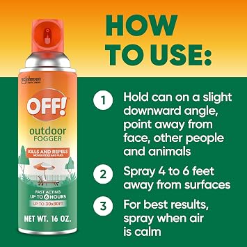 OFF! Outdoor Insect & Mosquito Repellent Fogger, Backyard Pretreat, Kills & Repels Insects in an up to 900 sq, ft, Area, 16 oz