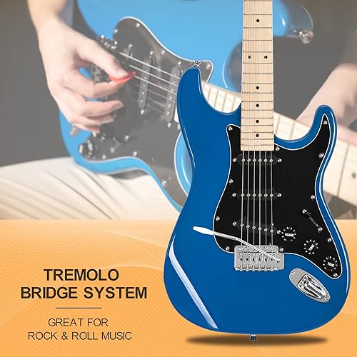 Vista 35 de GLARRY - Guitarra eléctrica de tamaño completo para zurdos de 39 pulgadas, para principiantes amantes de la música, con amplificador de 20 W y Verde