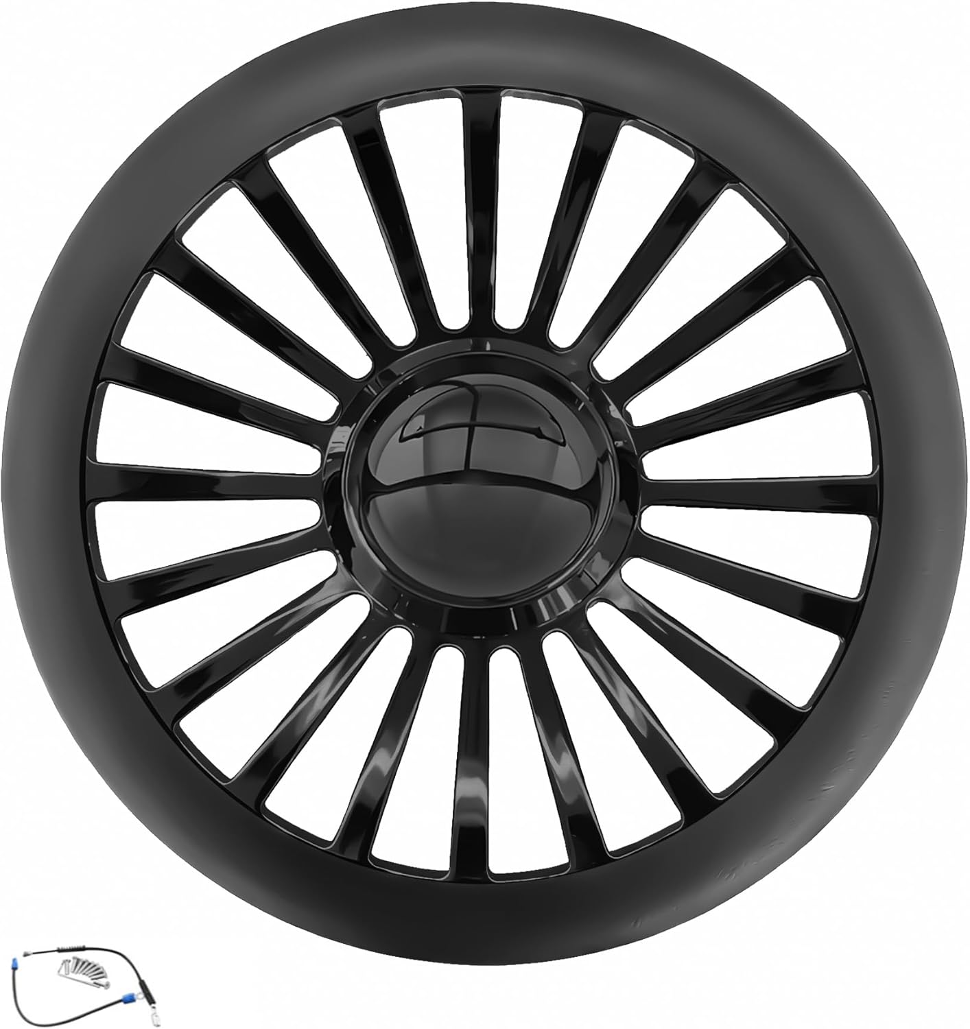 X-AVION 14" ‘Radiator Spoke Design’ Style Billet Aluminum 9-Bolt Steering Wheel, Black Leather Half Wrap with 9-Bolt Dish Design & Mirror-Polished Black Horn Button, Fits Most 1967-94 GM Cars