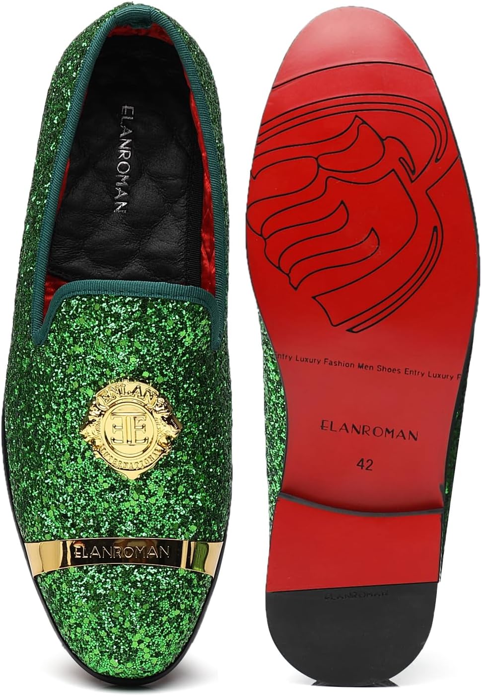 ELANROMAN Men's Glitter Loafers Oxford Dress Fashion Wedding Party Prom Shoes - Image 6