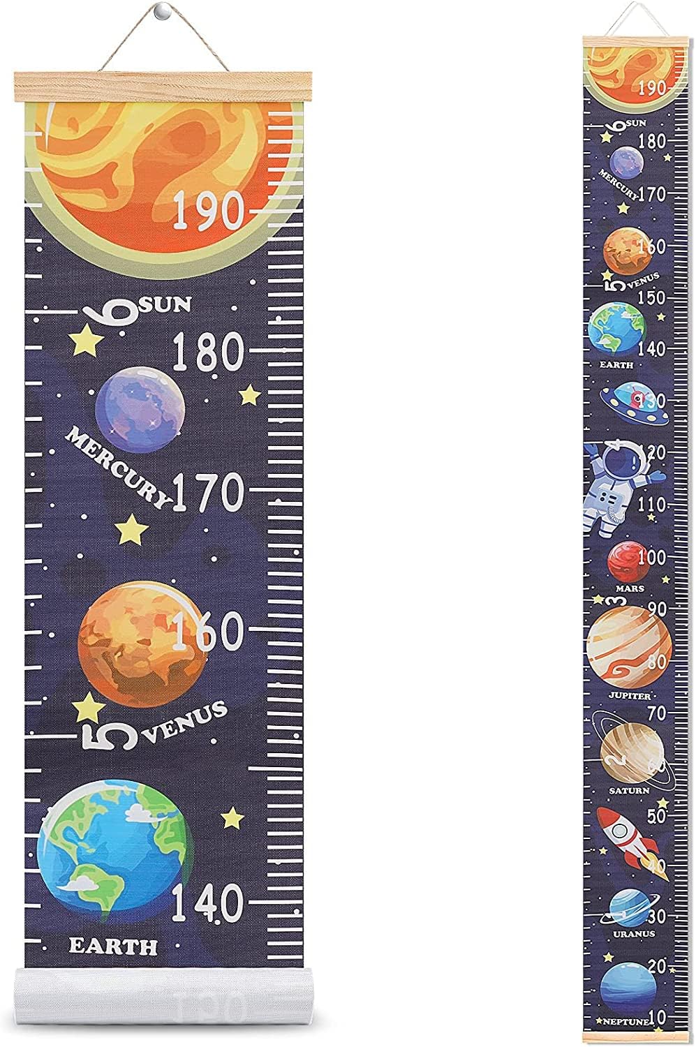 HIFOT Kids Growth Chart Height Measuring Chart, Outer Space Canvas Wall Hanging Rulers for Baby Children Kids Boys Bedroom Decor 74.8'' 7.87''
