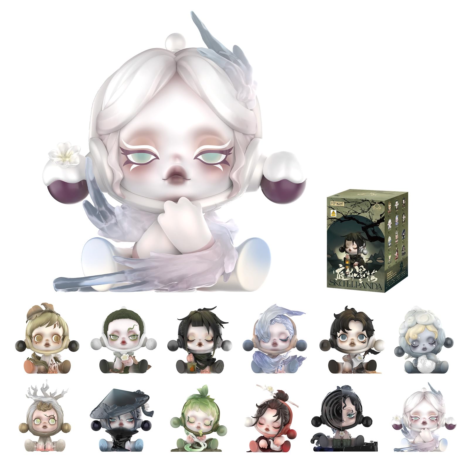 SKULLPANDA The Ink Plum Blossom Blind Box Figures, Random Design Box Toys for Modern Home Decor, Collectible Toy Set for Desk Accessories 1PC