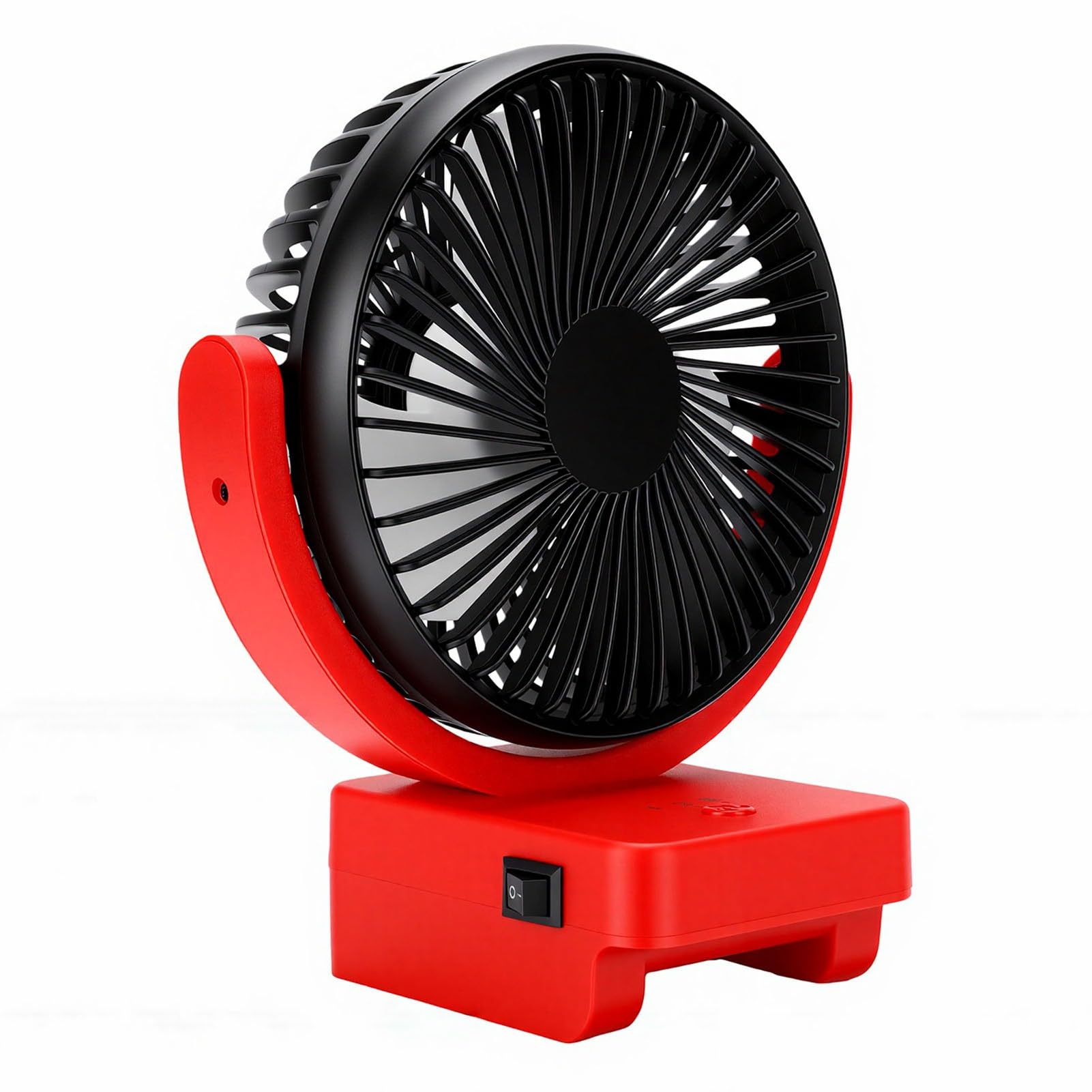 Eujgoov Kabelloser Tragbarer Ventilator mit USB-A- und Typ-C-Aufladung für Camping und Baustelle. Bürstenloser 18-V-Motorventilator mit 3 Geschwindigkeiten und 360-Grad-Drehung Im