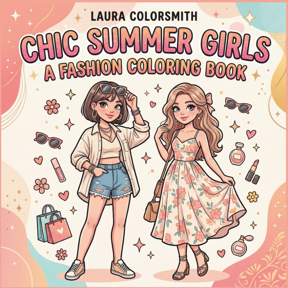 Chic Summer Girls- A Fashion Coloring Book: Trendy Fashion Girls & Iconic Styles – A Cute Coloring Book for Adults and Teens to Relax and Unwind (Summer Girls Coloring Book)