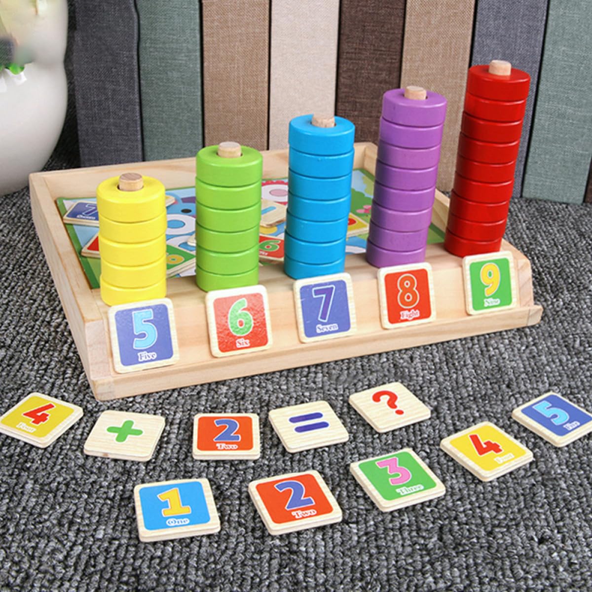 Gatuida Gioco Educativo in Legno per Bambini Puzzle Numerici e Blocchi Aritmetici Multifunzione per Sviluppare Creatività e Capacità di Problem Solving