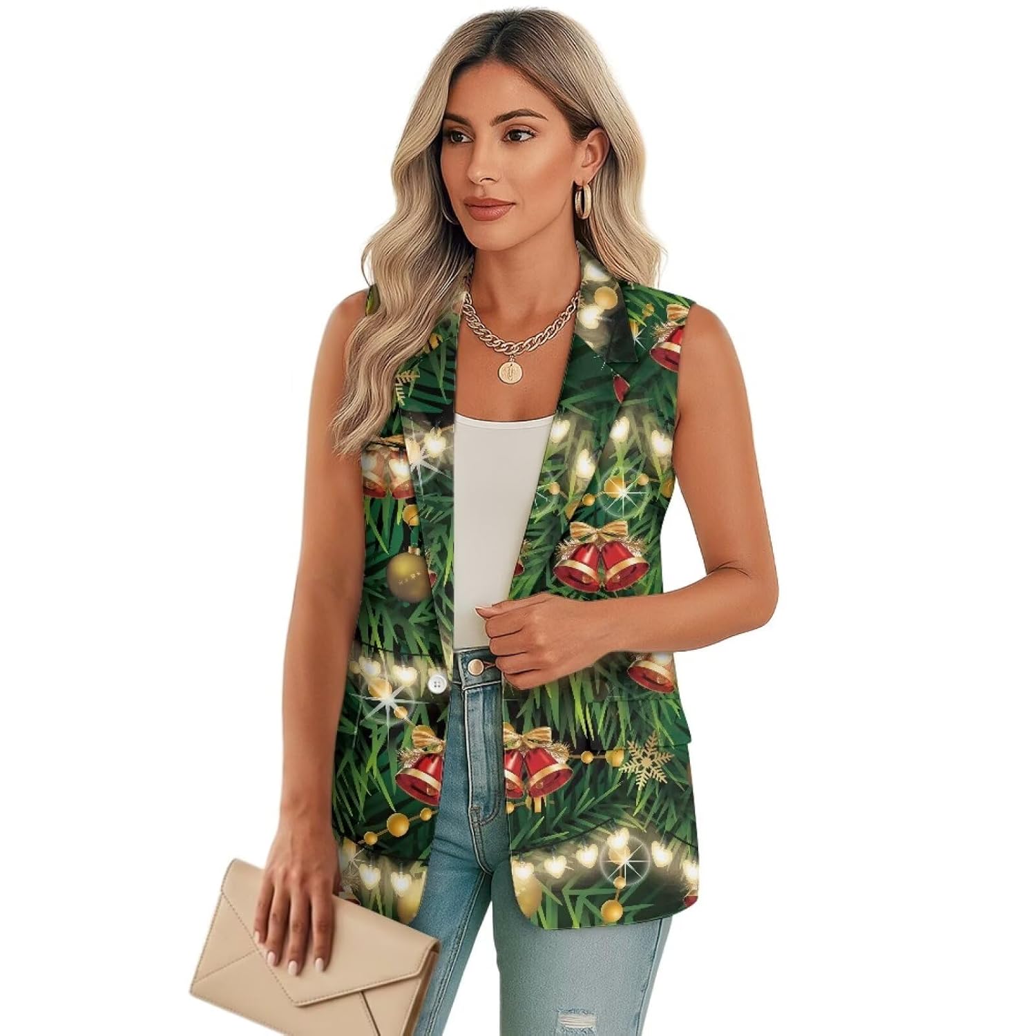 Womens Casual Suit Vest with Pocket Loose Fit One Button Waistcoat V Neck Jackets Dressy Party Banquet Tank