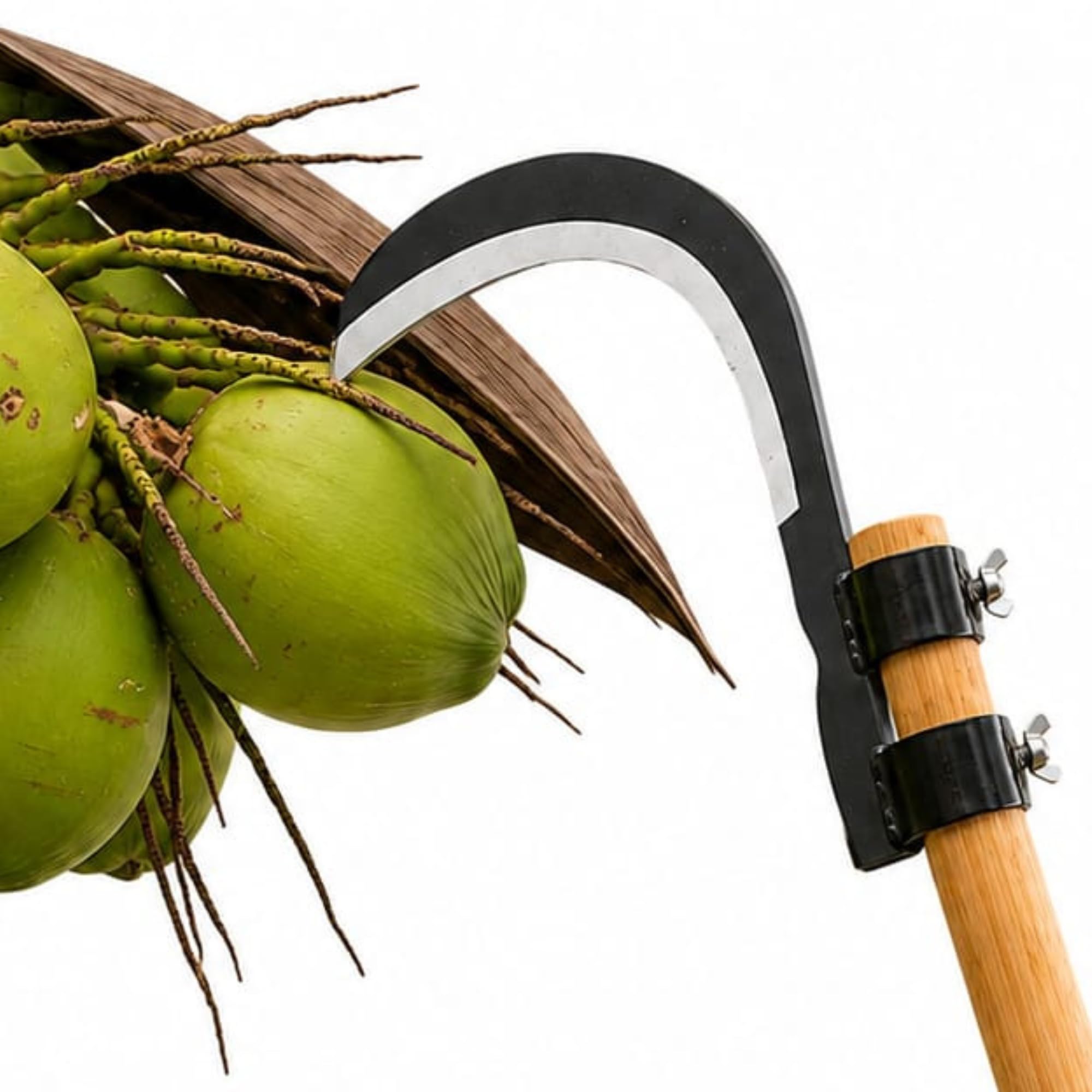 Grass Sickle Cutter Head | Heavy Coconut Plucker with Adjustable Handle Clamp | Razor- Sharp Metal Blade for Tree Branches, Grass, Weeds, Gardening | Multipurpose Agricultural Hand Tool-picture-40