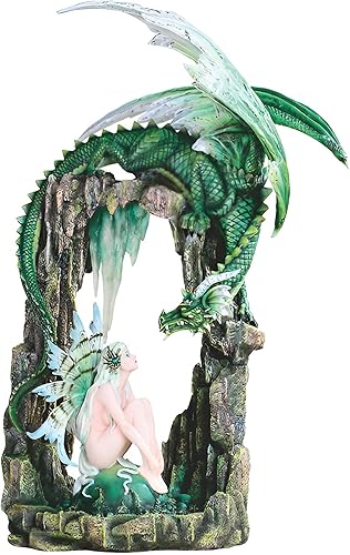 ICE ARMOR Figura de hada del bosque verde en cueva de dragón de 21 pulgadas de a