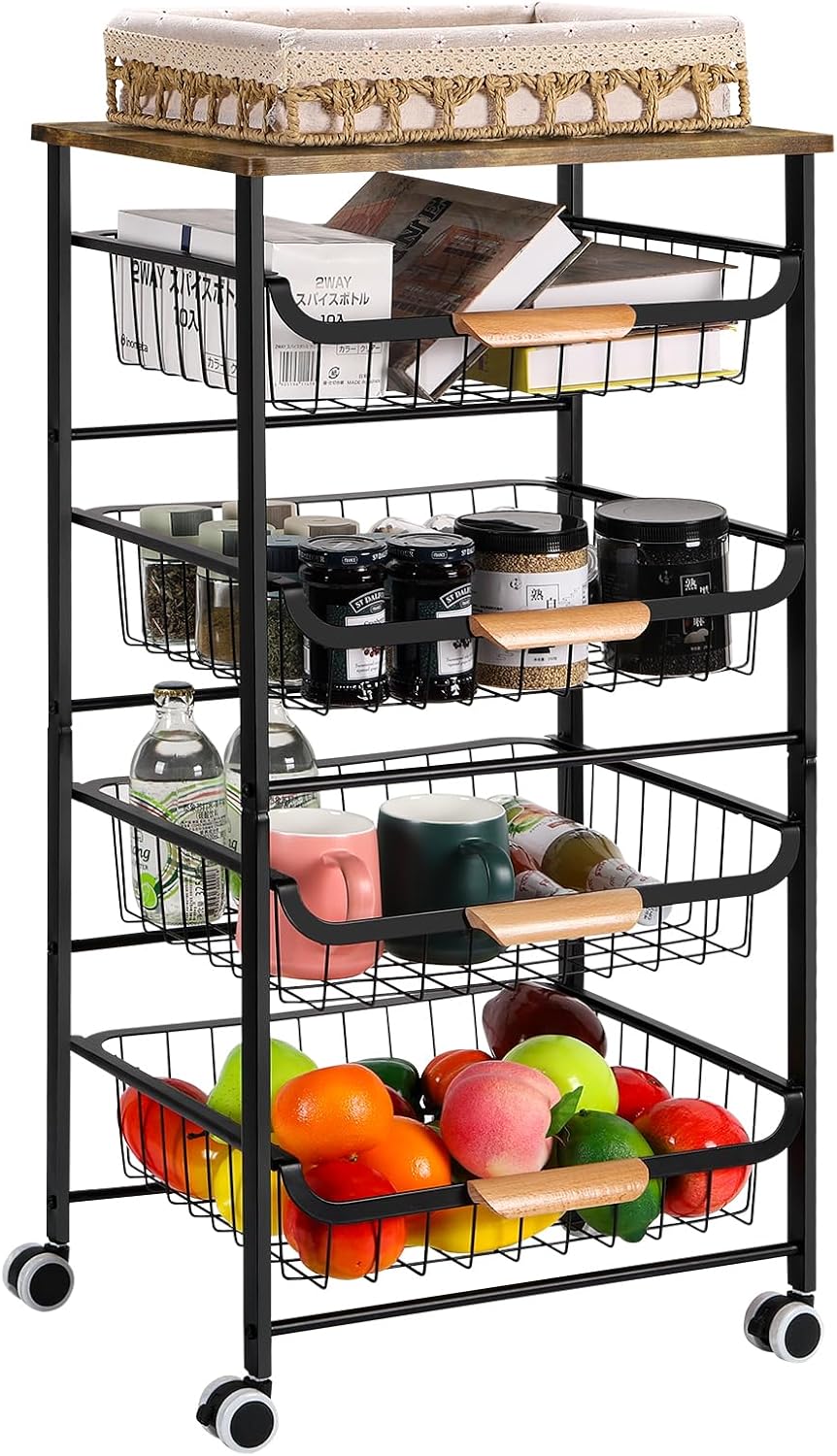SHINOSKE Kitchen Rolling Storage Cart on Wheels,5Tier Kitchen