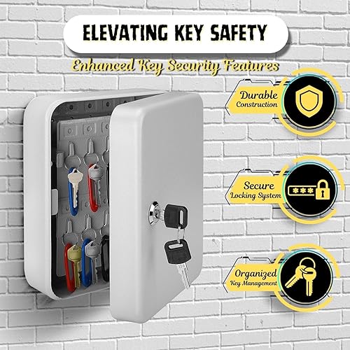Miniatura 8 de Flexzion Soporte de pared para llaves con código, organizador de caja de llaves de capacidad para 40 unidades, soporte para llaves, caja de