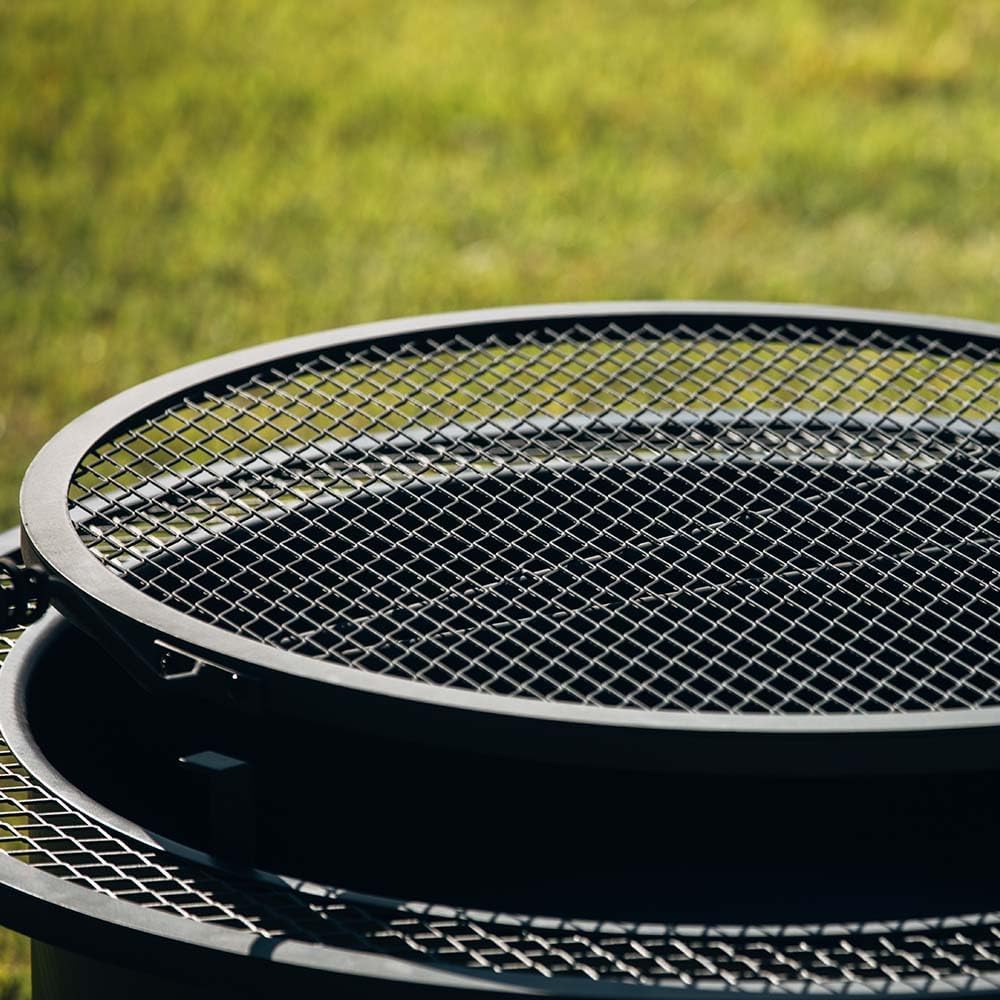 Ash & Ember 38" Wood Burning Fire Pit with Swivel Cooking Grate, Black Steel Outdoor Fire Pit for BBQ Grilling, Includes Fire Iron Tool, Cool-Touch Spring Handle, Elevated Fire Bowl