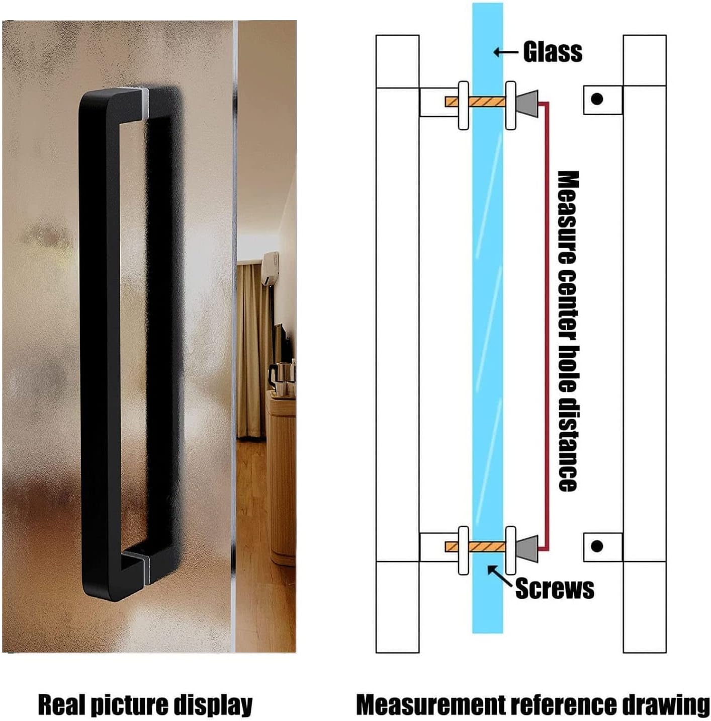 Modern Sliding Barn Door Handle,304 Stainless Steel Gate Handle for Front Glass Door and Sliding Shower Door,Back to Back Installation,Black /80cm