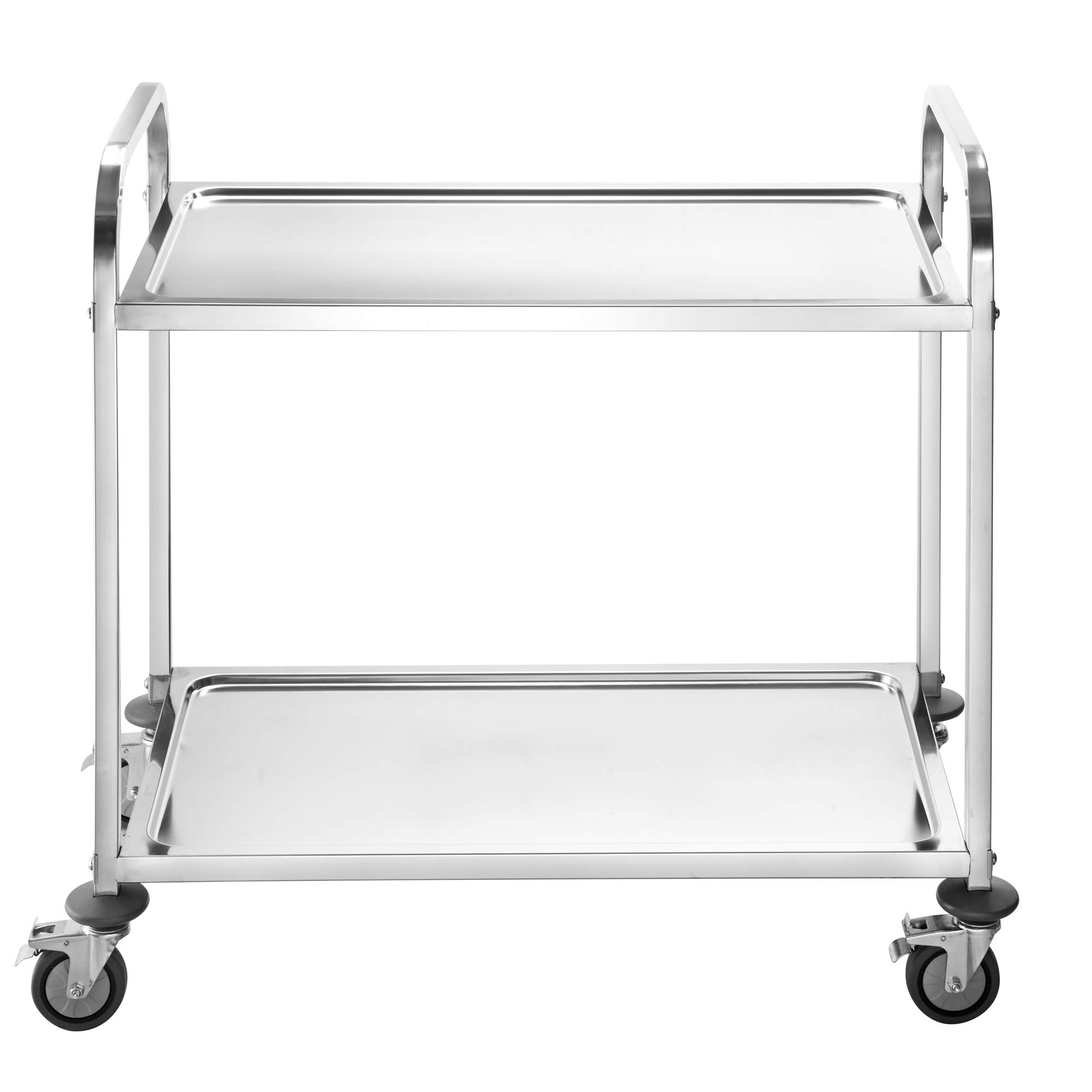 BPT Carrello da cucina in acciaio inox con 2 ripiani, carrello a rotelle, mensa, cucina alberghiera, carrello per il trasporto YKR-L2