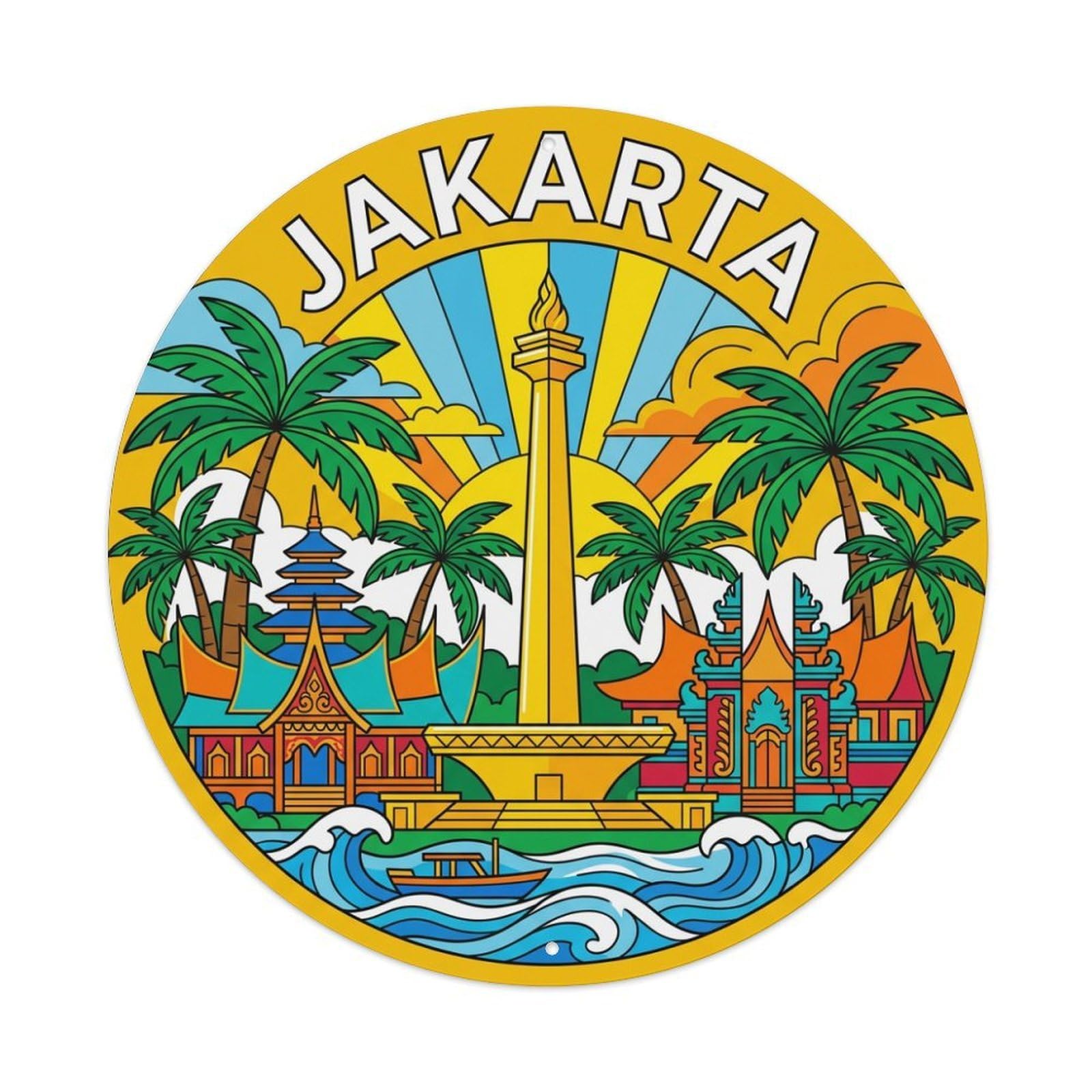 Vintage Travel Indonesia Jakarta Metal Tin Sign