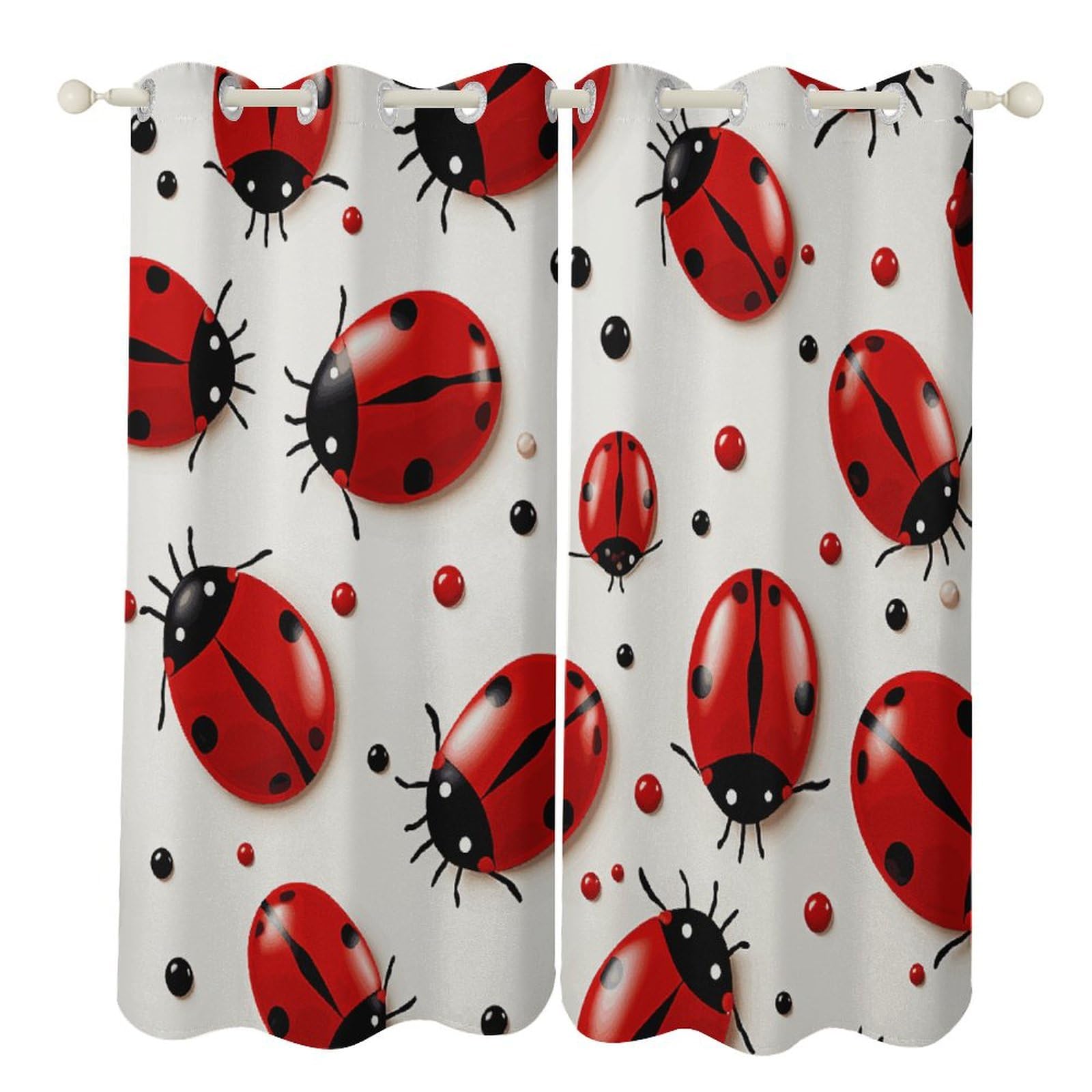Rideaux occultants pour salon et chambre : ambiance coccinelle