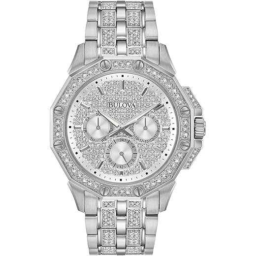 Relógio masculino Bulova Crystal Octava 96C134, aço inoxidável