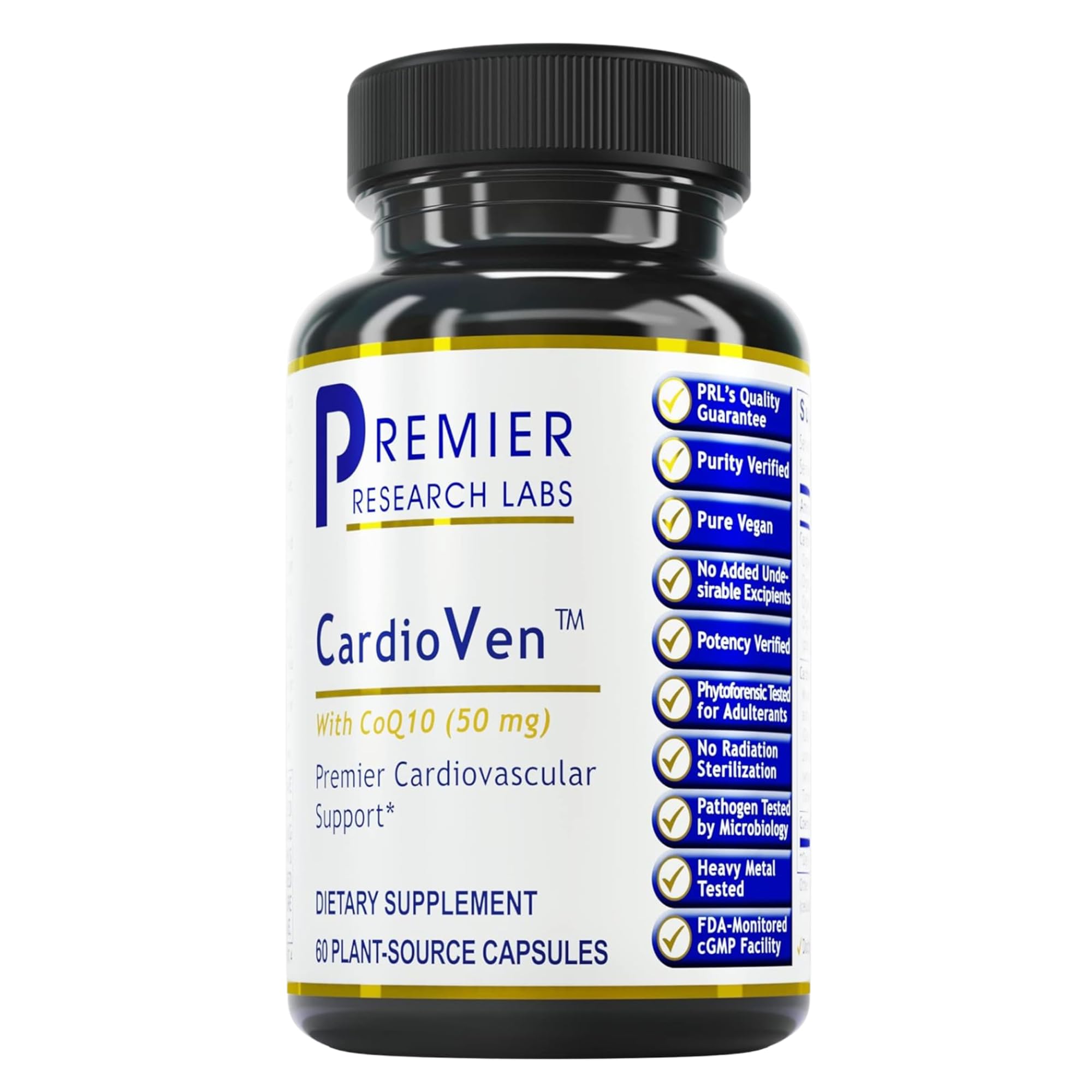 Premier Research Labs CardioVen - CoQ10, Coenzyme Q10, Co Q 10 Supplement 50mg, Ubiquinol with Chlorella, Tocotrienol & Cayenne Pepper for Heart Health, Antioxidant Support - 60 Vegetarian Capsules