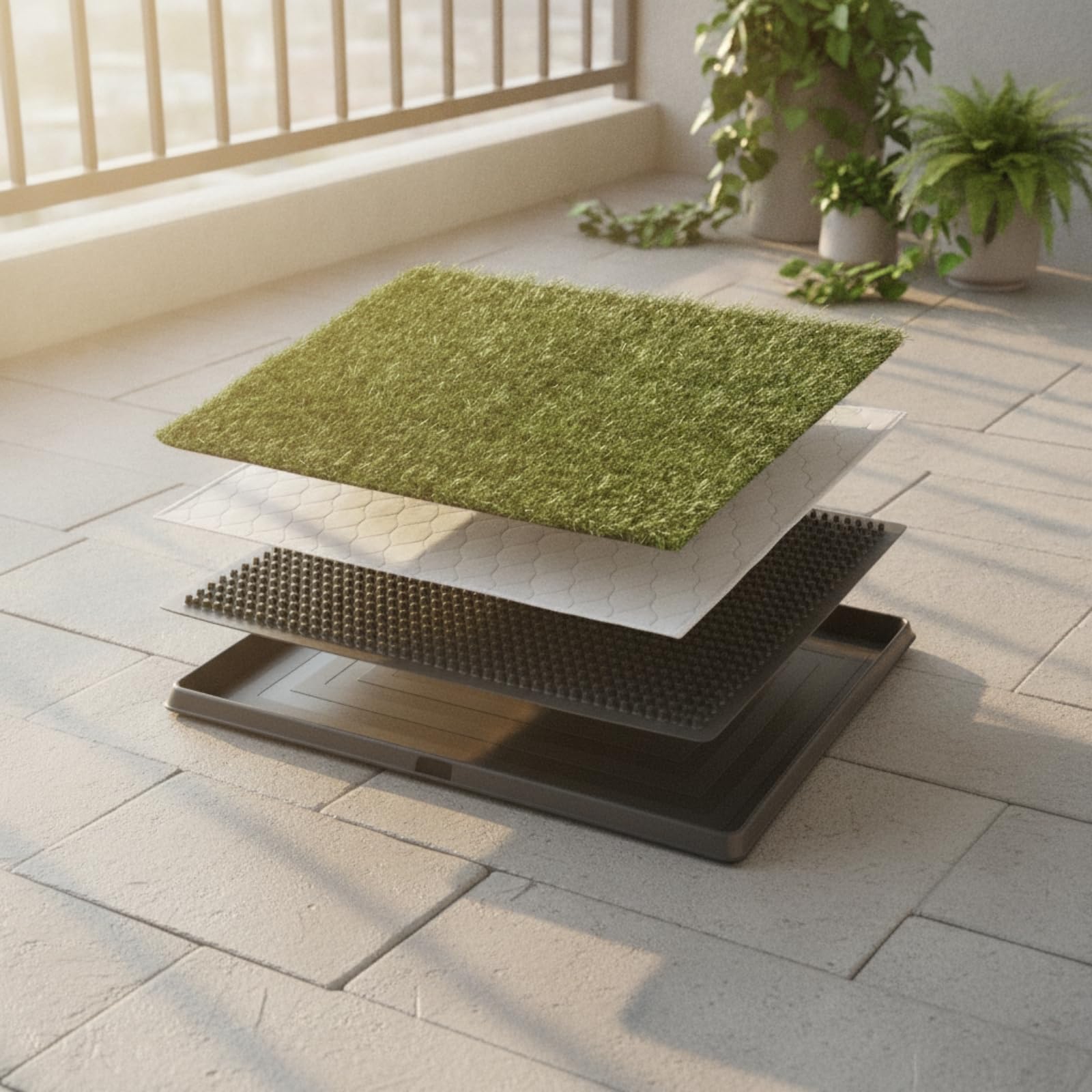 Tapis Propreté avec Gazon Synthétique, 16x20 Pouces, Style to 1 | Lavable, Drainant, Litière, pour Appartement, Chiots