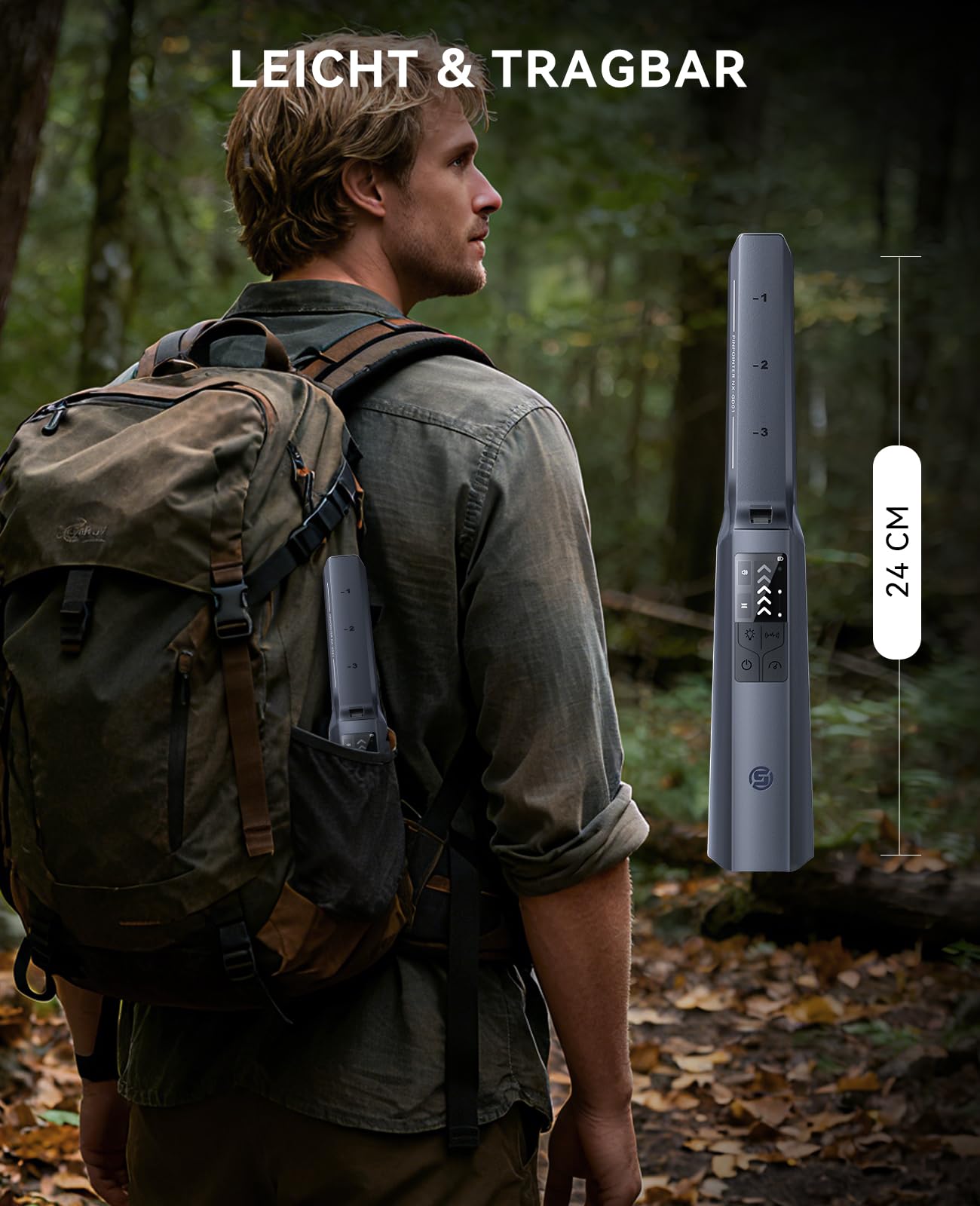 SUNPOW Pinpointer Metalldetektor Profi Exklusiv für Erwachsene,800MAH Wiederaufladbare Lithium Batterie, Voll IP68 Wasserdicht, Upgraded Chip & LCD Bildschirm, 4 Modi, 3 Licht mit SOS