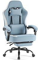 Vista 11 de DUMOS Silla ergonómica de escritorio de oficina para juegos con reposapiés, silla giratoria de 360° de altura ajustable para videojuegos con Negro