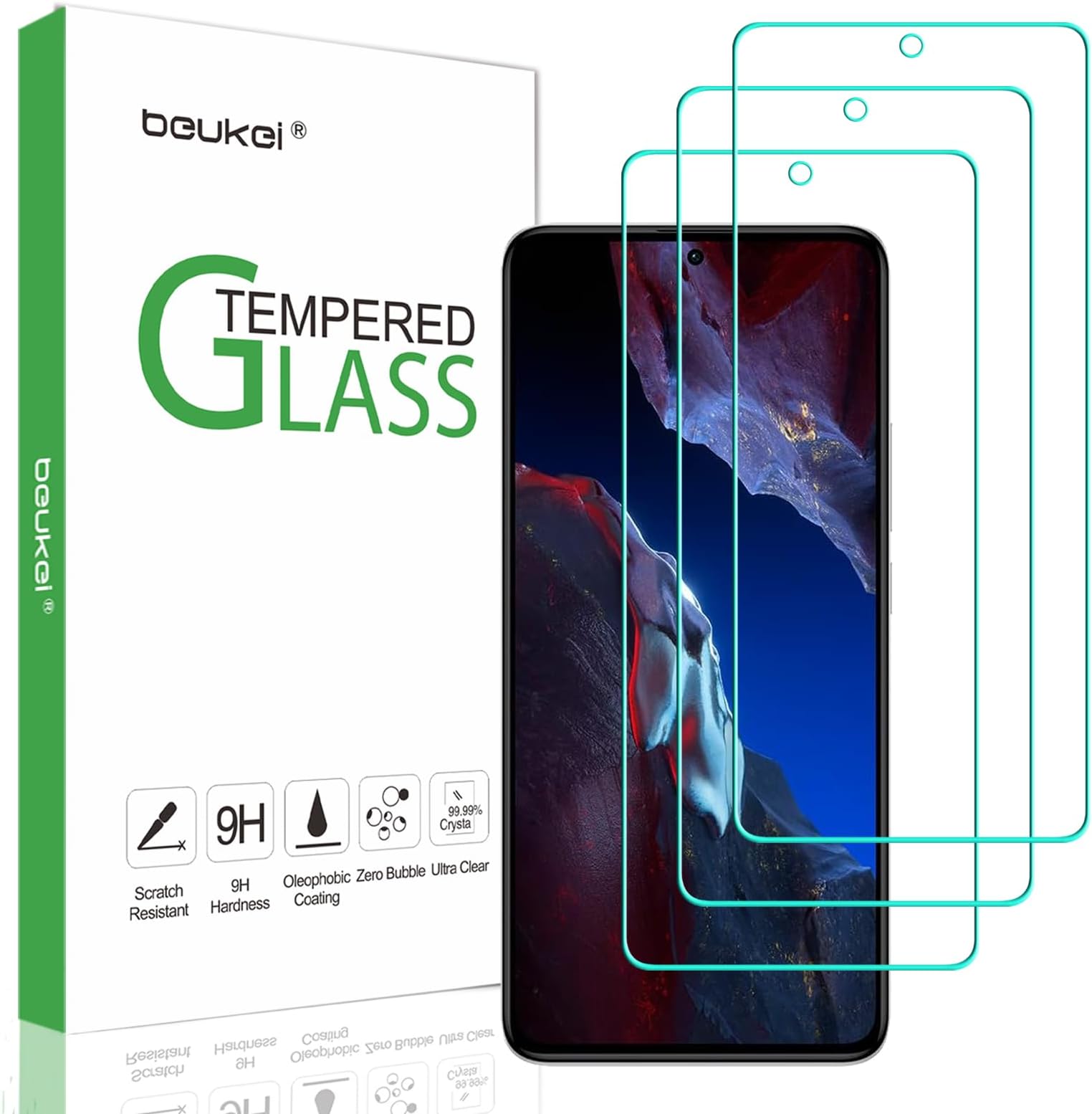 (3 Pack) Compatible for Xiaomi Poco F5 Pro/Xiaomi Poco F5 Screen Protector Tempered Glass, Touch Sensitive,Case Friendly, 9H Hardness