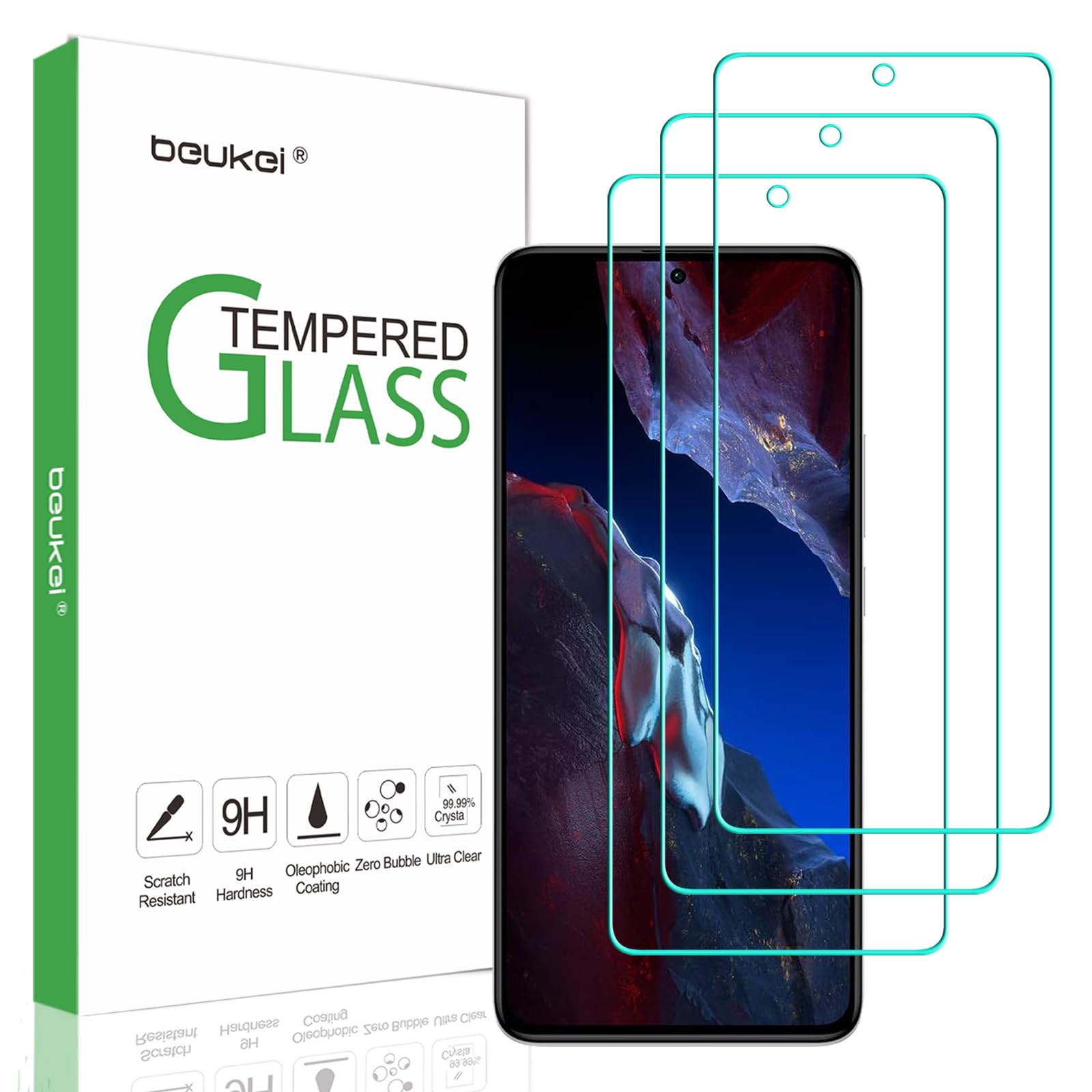 (3 Pack) Compatible for Xiaomi Poco F5 Pro/Xiaomi Poco F5 Screen Protector Tempered Glass, Touch Sensitive,Case Friendly, 9H Hardness