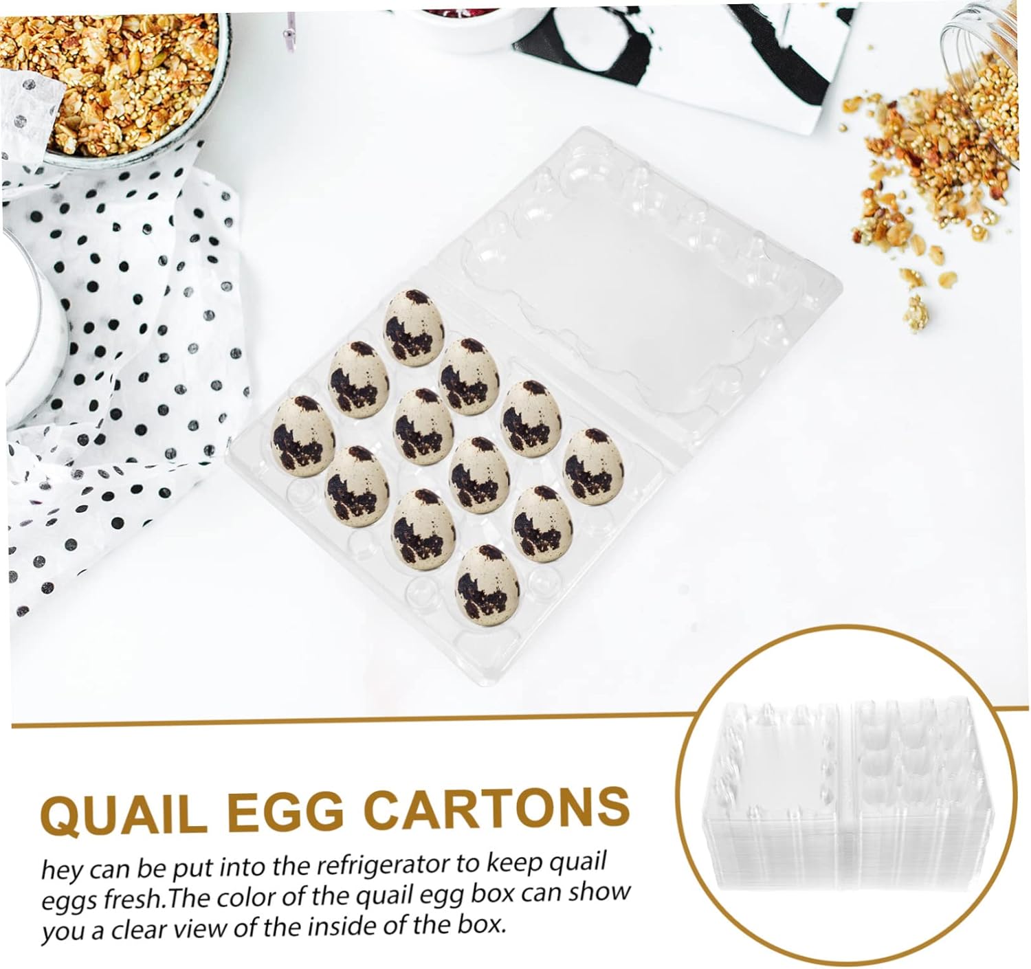 ARTIBETTER 12-Pack Quail Egg Cartons Disposable Kitchen Egg Organizer with Buckle Stackable for