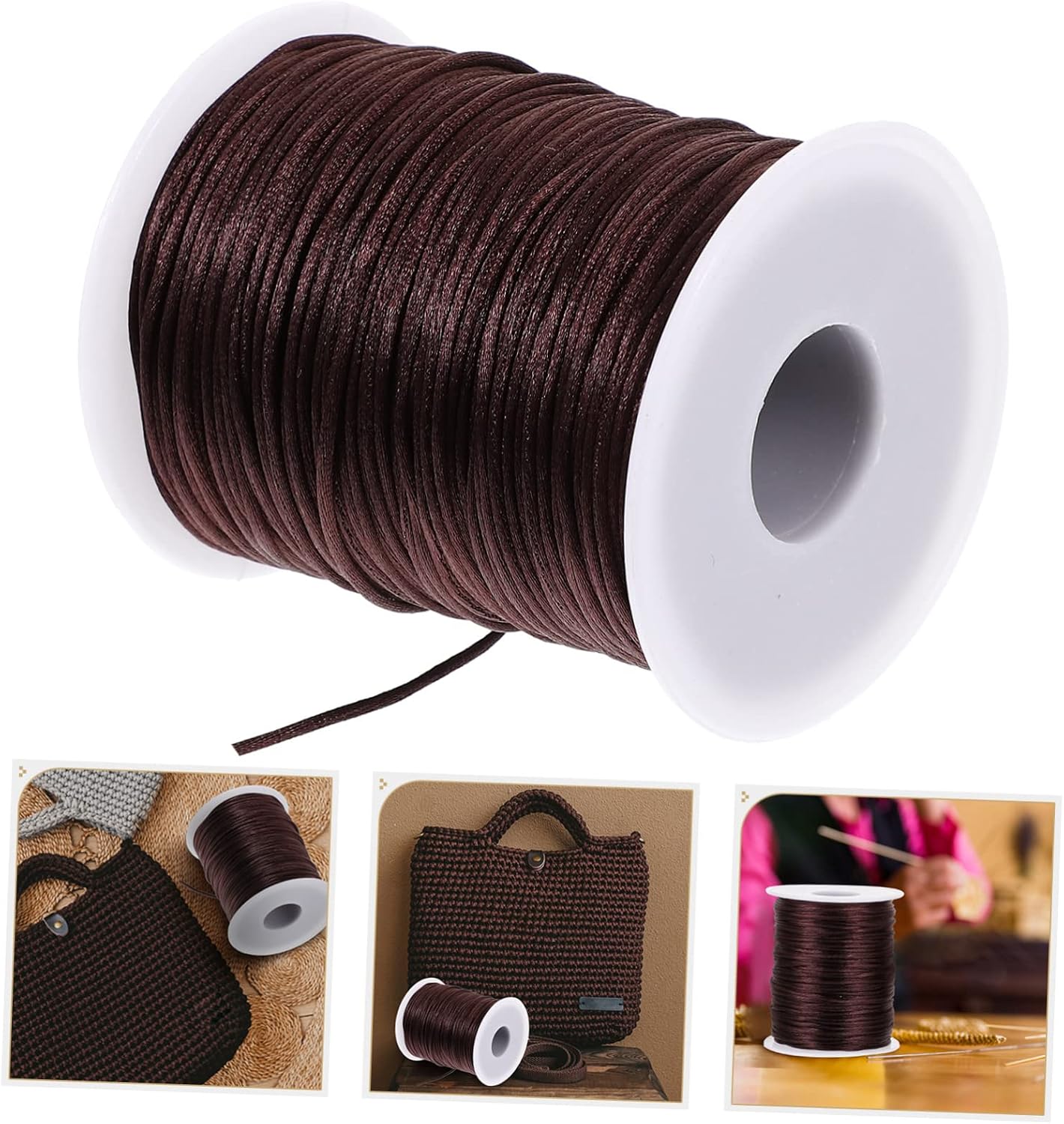 OSALADI 2 Rolls Knitting Thread for Crafts Crochet Thread for DIY Hand Sewing for Coasters Cushions and Handmade Projects Flexible and Durable