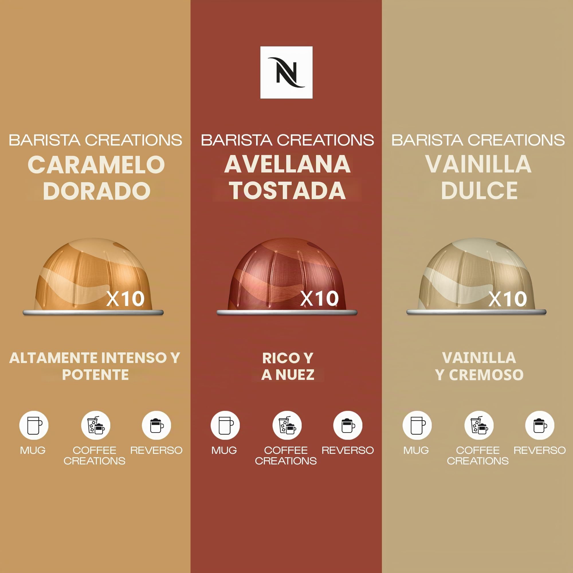 30 cápsulas NESPRESSO VERTUO 230 ml Vanilla + Caramelo + Hazelino