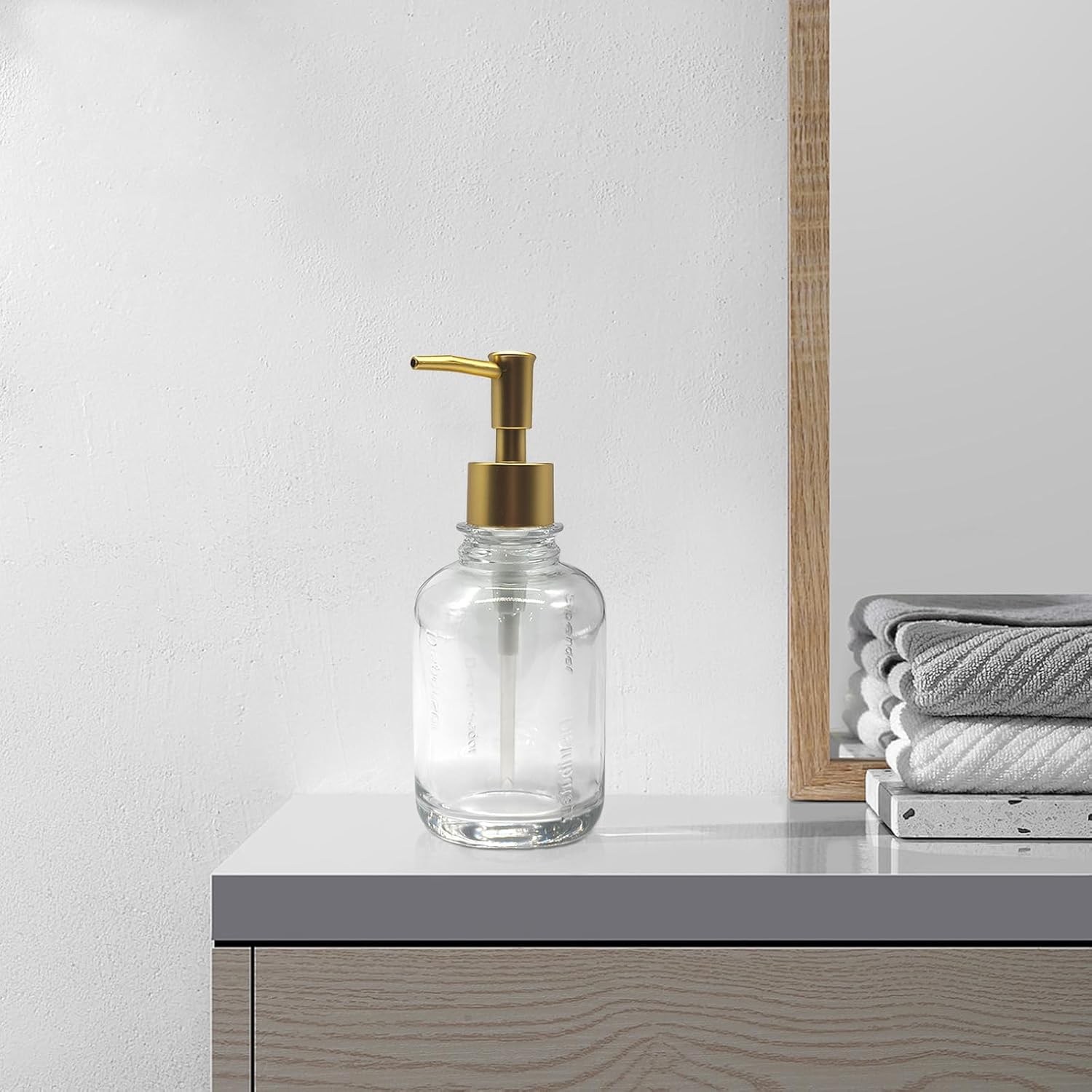 Glass Soap Dispenser Bathroom Kitchen11.8oz Refillable Liquid Soap Dispenser with Rust-Proof Plastic Pump - Image 3