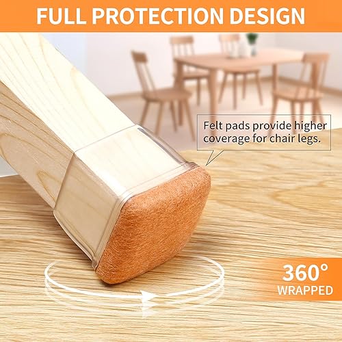Miniatura 3 de 8 protectores de suelo para patas de silla cuadradas extragrandes con fieltro, tapas de patas de silla, protectores de suelo para sillas,