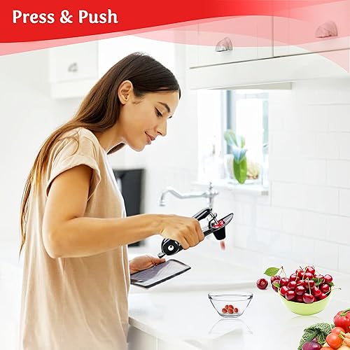 Miniatura 5 de LAH Kitchen Herramienta de deshuesador de cerezas, herramienta de acero inoxidable, removedor de semillas de cerezas, simple y sin esfuerzo,