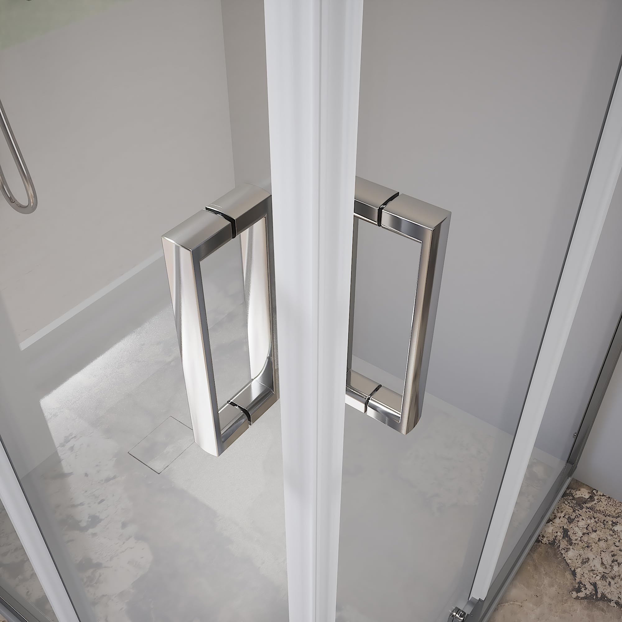 Tonga - Mampara de ducha angular con dos puertas correderas, cristal templado de 6 mm, perfiles cuadrados cromados, altura de 185 cm, cristal transparente, 90 x 90 cm
