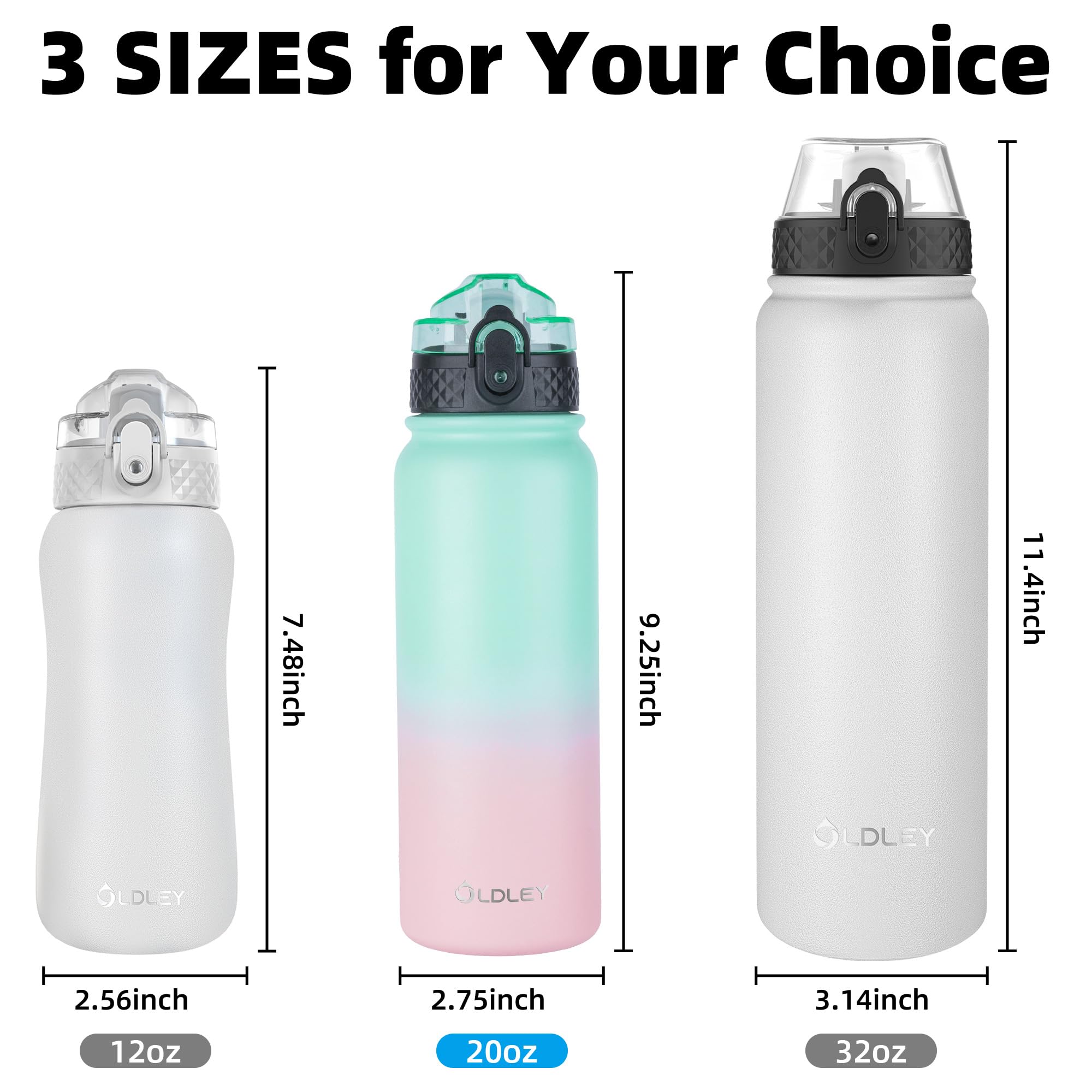 Amazon.com: Insulated Water Bottle 20oz for Adults Kids Stainless Steel Water  Bottles with Straw/Chug/Carabiner 3 Lids Fruit Strainer Double Wall Vacuum  Wide Mouth BPA Free Sweat/Leak-Proof for School Travel: Home & Kitchen