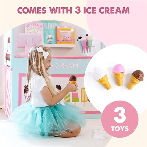 Miniatura 4 de Carrito de helados tienda de juegos portátil y 3 alimentos de simulación 49 pulgadas de alto carrito de negocios colorido para niños para el
