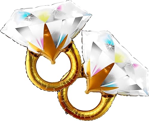 Miniatura 3 de KatchOn, Juego de globos dorados de novia, paquete de 3, globos dorados para novia, globos de diamantes, enormes globos de anillo de diamantes para